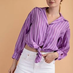 Glam Lavender Colored Button Up Top NEW ARRIVALS