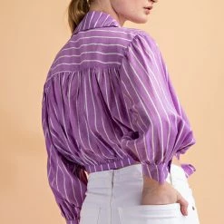 Glam Lavender Colored Button Up Top NEW ARRIVALS