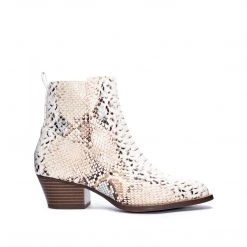 Chinese Laundry NEW ARRIVALS Tonya White And Taupe Snake Print Ankle Boots