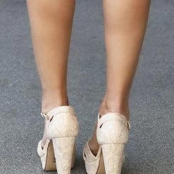 Joia Beige Snake Skin Platform NEW ARRIVALS