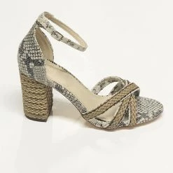 Very G "Veronica" Black And Taupe Reptile Heels