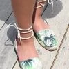 3B SHOES Green Leaf Tie-up Flat Sandal
