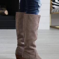 Joia Grey Tall Suede Boots