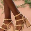 Shu Shop Natalia Nude Studded Strap Heels NEW ARRIVALS