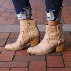 Not Rated Casey Cream Suede Fringe Booties NEW ARRIVALS