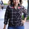 Andree CLEARANCE Plaid Navy Button Down Cowboy Top