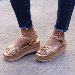 Boutique By Corkys Brown Speckled Wedge Sandal