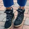 Boutique By Corkys Dani Black Faux Fur Lace Up Boot