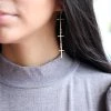 THE WEARHOUSE Gold Triple Cross Earrings ACCESSORIES