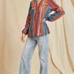 Savana Jane Miranda Embroidered Long Sleeve Top