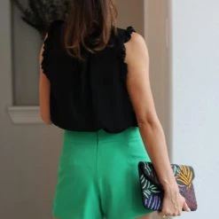 Ontwelth Black Ruffle Sleeve Detail Top NEW ARRIVALS