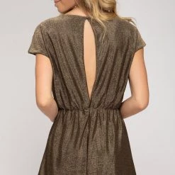 She And Sky Gold Metallic Knit Romper NEW ARRIVALS