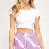 She And Sky Lavender Tie Dye Knit Drawstring Shorts BOTTOMS