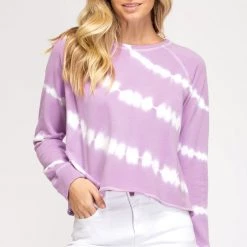 She And Sky Lavender Tie Dye Knit Top
