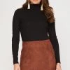 She And Sky Chestnut Faux Suede Mini Skirt