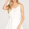 She And Sky NEW ARRIVALS Cream Colored Sleeveless Ruffled Romper