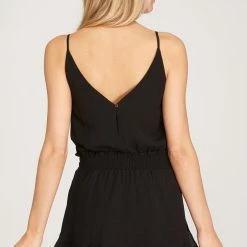 She And Sky NEW ARRIVALS Black Colored Sleeveless Ruffled Romper