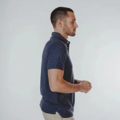 The Normal Brand Navy Colored Active Puremeso Print Polo MEN