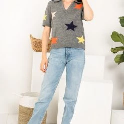 THML Grey Colored Star Collared Sweater NEW ARRIVALS