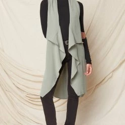 Entro Sage Colored Draped Duster Vest