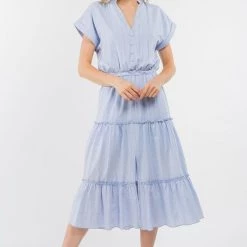Fanco Baby Blue Shirt Style Maxi Dress NEW ARRIVALS