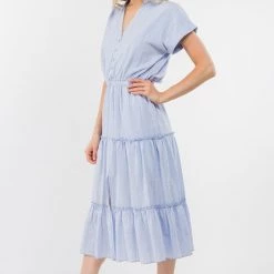 Fanco Baby Blue Shirt Style Maxi Dress NEW ARRIVALS