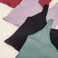 Dynamic NEW ARRIVALS V Neck Thick Rib Crop Tank