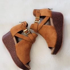 Boutique By Corkys NEW ARRIVALS Yvette Cognac Leopard Wedge