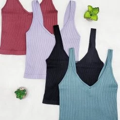 Dynamic NEW ARRIVALS V Neck Thick Rib Crop Tank