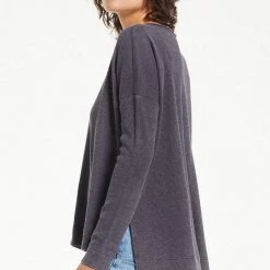 Z Supply Val Charcoal Thermal Long Sleeve Top TOPS
