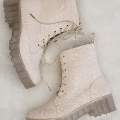 Chinese Laundry Kennedy White Combat Boots
