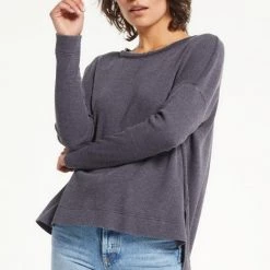 Z Supply Val Charcoal Thermal Long Sleeve Top TOPS