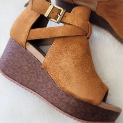 Boutique By Corkys NEW ARRIVALS Yvette Cognac Leopard Wedge