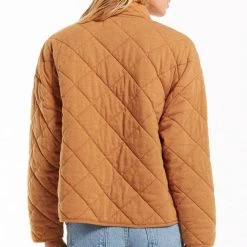 Z Supply Maya Camel Colored Quilted Snap Jacket