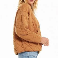 Z Supply Maya Camel Colored Quilted Snap Jacket