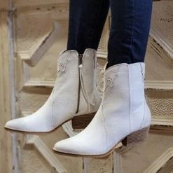 BEA Spacey Kacey White Side Zip Boots NEW ARRIVALS