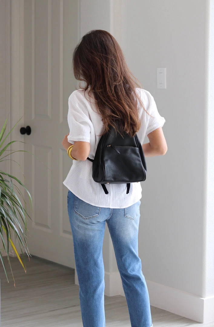 THE WEARHOUSE NEW ARRIVALS Black Zipper Strap Backpack 2 THE WEARHOUSE NEW ARRIVALS Black Zipper Strap Backpack