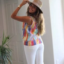 THML Bright Colored Sleeveless Pattern Top NEW ARRIVALS