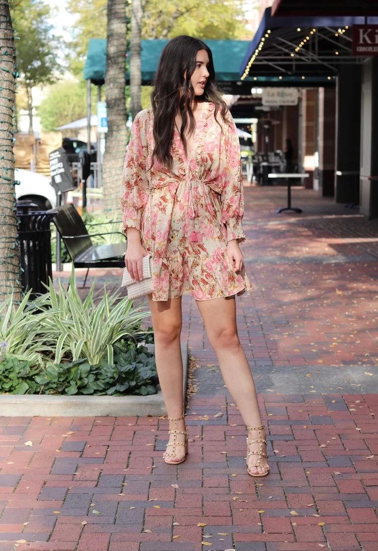 AaKaa NEW ARRIVALS Tan And Rose Dolman Sleeve Mini Dress 1 AaKaa NEW ARRIVALS Tan And Rose Dolman Sleeve Mini Dress