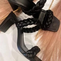 Ccocci NEW ARRIVALS Brynlee Black Braided Heels