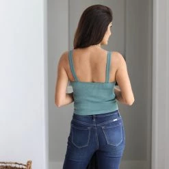 Dynamic NEW ARRIVALS V Neck Thick Rib Crop Tank