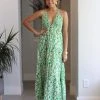 AaKaa NEW ARRIVALS Green Floral Multi Print Tiered Maxi Dress
