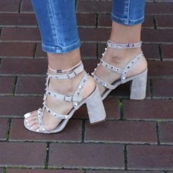 Shu Shop Gianna Grey Studded High Heels