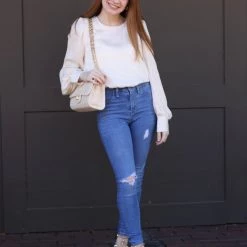 Glam Cream Colored Balloon Sleeve Open Back Top NEW ARRIVALS