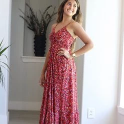 Karma Highway Red Spotted Printed Halter Maxi NEW ARRIVALS